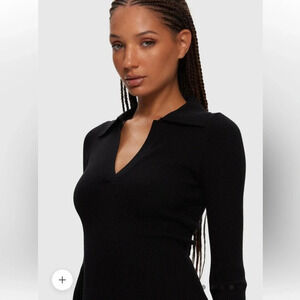 APRICOT collared ribbed knit dress with high slits size 6